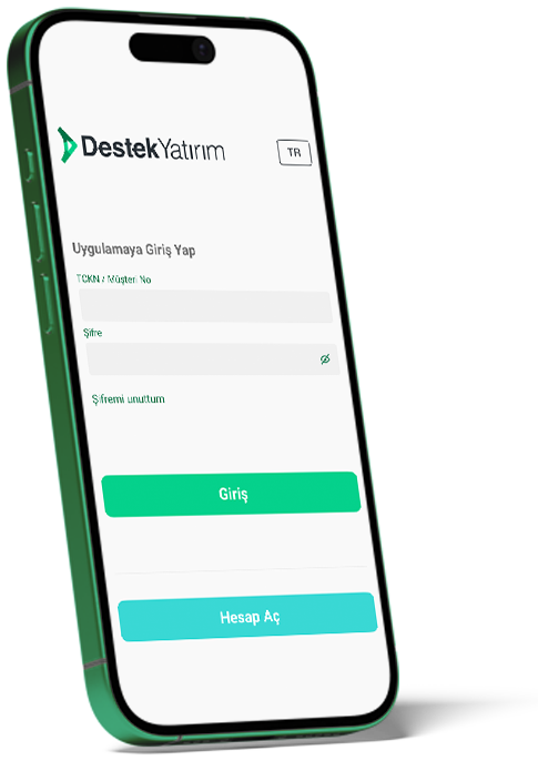 Destek Yatırım mobil uygulama ekranı